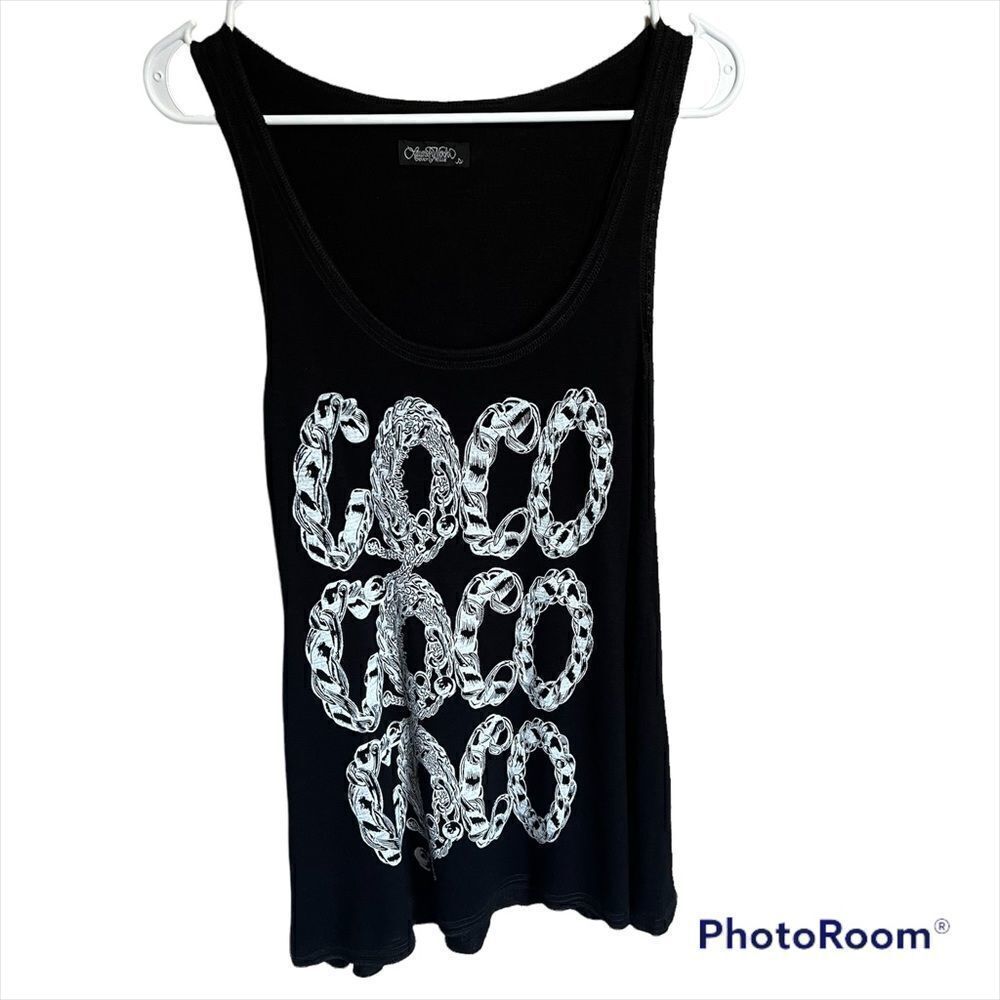 Revolve Laurenย Moshi Coco ChainโTank Top size Small Black/White Tee T-Shirt